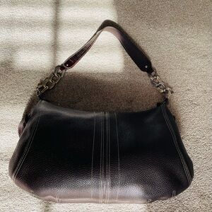 Beautiful Brighton Brown Leather Hobo Bag with engraved chain detail on straps.